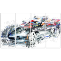 Designart High End Luxury Car, 4 Piece Gallery-Wrapped Canvas, (PT2649-271)-Print