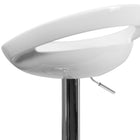 Flash Furniture Contemporary Plastic Adjustable Height Barstool with Rounded Cutout Back & Chrome Base - White - 2 Pack-Height Adjustable Seat with Gas Lift