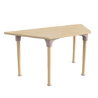 Flash Furniture Bright Beginnings 47" Commercial Grade Wooden Trapezoid Adjustable Height Classroom Activity Table - Beech-Adjustable Floor Protector Plastic Glides Prevent Indoor Flooring Damage