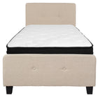 Flash Furniture - Lit à plate-forme Tribeca à une place touffeté et rembourré en tissu beige-Ensemble de lit et matelas à plateforme à une place