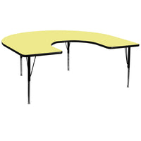 Flash Furniture 60''W x 66''L Horseshoe Activity Table with Thermal Fused Top and Height Adjustable Pre-School Legs, Yellow-Yellow Laminate