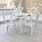 Flash Furniture 35.5" Square White Metal Indoor-Outdoor Table-Smooth Top with 1.25" Thick Edge