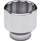 Gray Tools 50mm X 1" Drive, 12 Point Regular Length, Chrome Finish Socket-Size: 50mm
