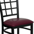 Flash Furniture – Chaise de restaurant en acier à dossier ajouré, noir, siège en vinyle bourgogne (XUDG6Q3BWINBURV)-Siège rembourré en mousse épaisse de 2.5 pouces