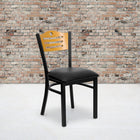 Flash Furniture HERCULES Series Black Slat Back Metal Restaurant Chair - Natural Wood Back, Black Vinyl Seat - 2 Pack-Welded Joint Assembly