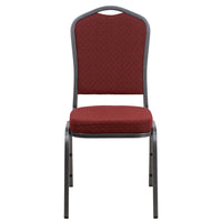 Flash Furniture – Chaise banquet empilable à haut dossier, siège en tissu bourgogne 2,5 po, argenté (NGC01HTS2201SV)-Chaise de banquet multi-usages