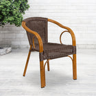 Flash Furniture Cadiz Series Rattan Restaurant Patio Chair with Red Bamboo-Aluminum Frame - Dark Brown-Red Bamboo-Aluminum Frame