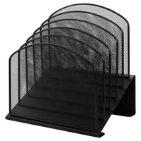 Staples Metal Mesh Letter and File Holder - 5-Compartment - Black-Neatly organizes documents in 5 wide slots