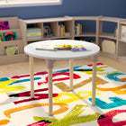 Flash Furniture Bright Beginnings 33" Round Commercial Grade Wooden Adjustable Height Classroom Activity Table - Beech/White-Greenguard Certified Engineered Wood Table Top in Beech and White
