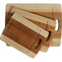 Heim Concept 3-Piece Organic Bamboo Cutting Board Set with Drip Groove-Brown, Bamboo