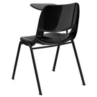 Flash Furniture Black Ergonomic Shell Chair with Right Handed Flip-Up Tablet Arm-Ergonomically Contoured Design with Black Plastic Back and Seat