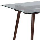 Flash Furniture - Table rectangulaire Meriden en bois massif noyer de 31,5 po x 55 po avec plateau en verre transparent-Taille du plateau: 31,5 po larg. x 55 po long.