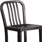 Flash Furniture Commercial Grade 30" High Black-Antique Gold Metal Indoor-Outdoor Barstool with Vertical Slat Back - 2 Pack-Galvanized Steel Construction