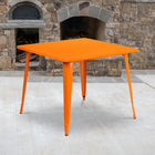 Flash Furniture 35.5" Square Orange Metal Indoor-Outdoor Table-Top Size: 35.5" Square