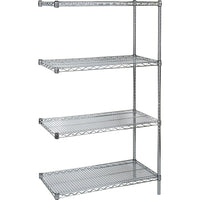 Kleton Heavy-Duty Chromate Wire Shelving, Add-On Kit, 5 Tiers, 48" W x 74" H x 24" D-Depth: 24"