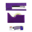 JAM Paper Office & Desk Sets, Tape Dispenser Stapler Pack of Staples, Purple (33758PU)-Stapler Size: 6" x 2.5" x 1.125" Staples Size: Standard (.5" x .25") Tape Dispenser Size: 4.5" x 2.5" x 1.75"