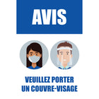 Sterling Re-Stick Cling Vinyl Adhesive Front Face - Avis Veuillez Porter Un Couvre-Visage - Garcon Fille - French Sign-Re-Stick Cling Vinyl for Glass