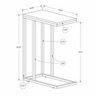 Monarch Specialties 3228 Accent Table - Grey With Chrome Metal-Dimensions/Size in inches as H x W x D: 25"H x 10"W x 18"D