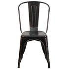 Flash Furniture – Chaise empilable en métal avec accoudoirs pour l’intérieur et l’extérieur, noir/or patiné (CH31230BQ)-Chaise empilable de style bistro