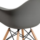 Flash Furniture Alonza Series Plastic Chair with Wooden Legs - Moss Grey - 2 Pack-Polypropylene Molded Structure