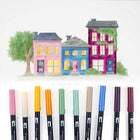 Tombow Dual Brush Pens - Cottage Palette - 10 Pack-Bullet Tip creates consistent lines