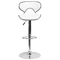 Flash Furniture Contemporary Cozy Mid-Back White Vinyl Adjustable Height Barstool with Chrome Base-Contemporary Style Stool