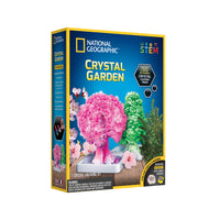 National Geographic Crystal Garden Growing Kit-Kit includes 1 Bottle of Crystal-Growing Liquid (1 fl oz / 30 mL), 5 Washable Markers, 2 Tree Bases, 1 Evergreen Tree, 1 Cherry Tree, 1 Geode Specimen, and 1 Learning Guide with Instructions