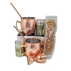 Dolce & Gourmando Moscow Mule Gift Set-Comes with two Copper hammered cocktail glasses, two copper metal straws, Fever tree ginger beer, copper jigger and citrus garnish