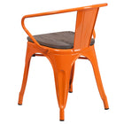 Flash Furniture Orange Metal Chair with Wood Seat & Arms-Curved Back with Vertical Slat