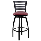 Flash Furniture HERCULES Series Black Ladder Back Swivel Metal Barstool - Burgundy-Metal Barstool