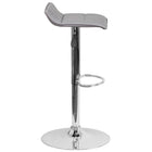 Tabouret de bar contemporain en vinyle gris à hauteur réglable avec siège matelassé ondulé et base en chrome-Rembourrage en vinyle gris