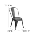 Flash Furniture Distressed Black Metal Indoor-Outdoor Stackable Chair-Cross Brace under seat provides extra stability
