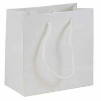 JAM Paper Gift Bags with Rope Handles - Small Square - 6.5" x 6.5" x 3.5" - White Glossy - 3 Pack-Color: White: Make your gift stand out with shiny colourful gift bags.