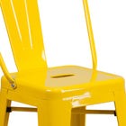 Flash Furniture 24" High Metal Indoor-Outdoor Counter Height Stool with Back - Yellow-Seat Size: 12''W x 12''D