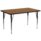 Flash Furniture 30"W x 72"L Rectangular Oak Thermal Laminate Activity Table - Standard Height Adjustable Legs-Popular Rectangular Activity Table