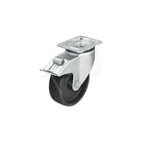 Blickle Heat-Resistant Thermoplastic Caster, Wheel Diameter: 4" (101.6 Mm), Caster Type: Swivel w/Brake (LIK-POHI 102G-1-FI)-Wheel Diameter: 4" (101.6 mm)