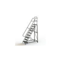 Tri-Arc Manufacturing Heavy Duty Rolling Ladder, Platform Height: 90", Step Type: Serrated, Base Depth: 70" (KDHD109242)-No. of Steps: 9
