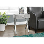 Monarch Specialties 3264 Accent Table - 24"H/Grey Cement/Chrome Metal-Dimensions: 22 x 18 x 12
