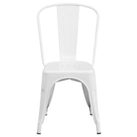 Flash Furniture Commercial Grade Metal Indoor-Outdoor Stackable Chair - White-Set of 4 Stackable Bistro Style Chairs