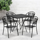 Flash Furniture 28" Square Black Curved Back Fold Patio Set, 4 Chairs (CO28SQF03CHR4BK)-Table and Chair Set