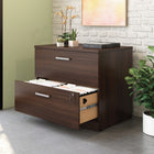 Sauder Affirm Lateral File - Noble Elm-Melamine top surface is heat, stain and scratch resistant