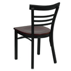 Flash Furniture HERCULES Series Black Three-Slat Ladder Back Metal Restaurant Chair - Mahogany Wood Seat - 2 Pack-.625" Thick Plywood Seat
