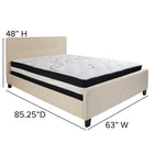 Flash Furniture Tribeca Queen Size Tufted Upholstered Platform Bed in Beige Fabric with Pocket Spring Mattress-Beige Fabric Upholstery