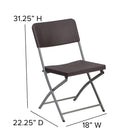 Flash Furniture 6 pièces - Chaise pliante en plastique et rotin brun de la série HERCULES avec cadre gris-Cadre tubulaire en acier