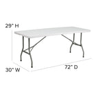Flash Furniture 30"W x 72"L Bi-Fold Granite Plastic Folding Table - White-Waterproof, Impact and Stain Resistant Top