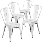 Flash Furniture Commercial Grade Distressed Metal Indoor-Outdoor Stackable Chair - White-Stack Quantity: 8