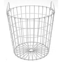 Cathay Importers Wire Round Basket with Metal Handles, 12" W x 12" D x 12" H, White-12"H x12"Dia