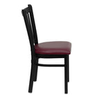 Flash Furniture HERCULES Series Black Vertical Back Metal Restaurant Chair - Burgundy Vinyl Seat - 2 Pack-Burgundy Vinyl Upholstered Seat