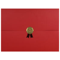 St. James Document/Certificate Holders - Gold Award Seal with Red Ribbon - Red - 5 Pack-Add ceremony, elegance and sincerity to the act of giving recognition
