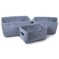 Truu Design Felt Storage Baskets, Set of 3, 12 x 16 inches, Light Grey-Large: 16"L x 8"H x 12"W / Medium: 14.5"L x 8"H x 10.5"W / Small: 12.5"L x 6.75"H x 12.75"W